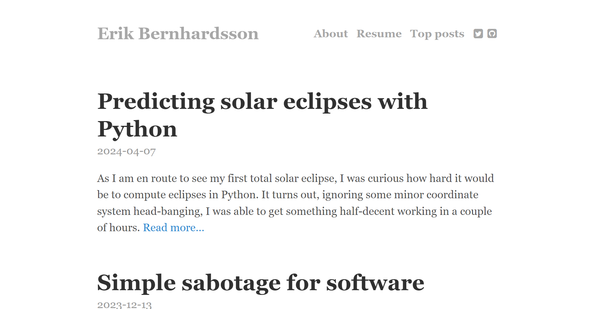 Erik Bernhardsson: Programming blog and website